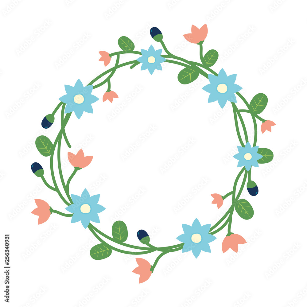 wreath with flowers and leaves wreath with flowers and leaves