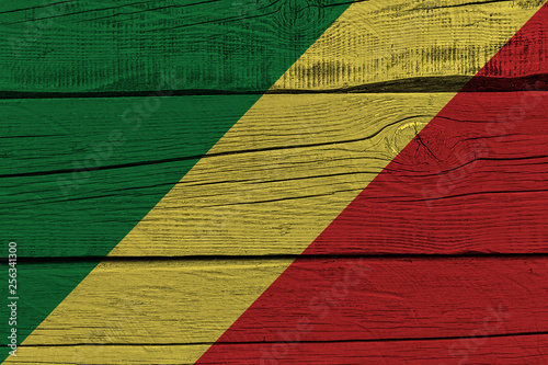 Congo flag painted on old wood plank
