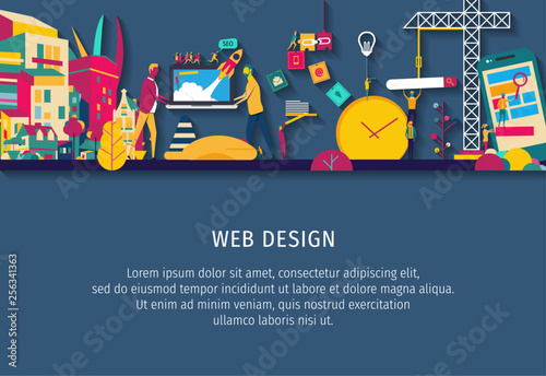 Website construction - Vector design of website building process. website under construction.