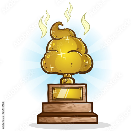 A Crappy Poop Trophy for a Last Place Award with Smelly Gas Fumes