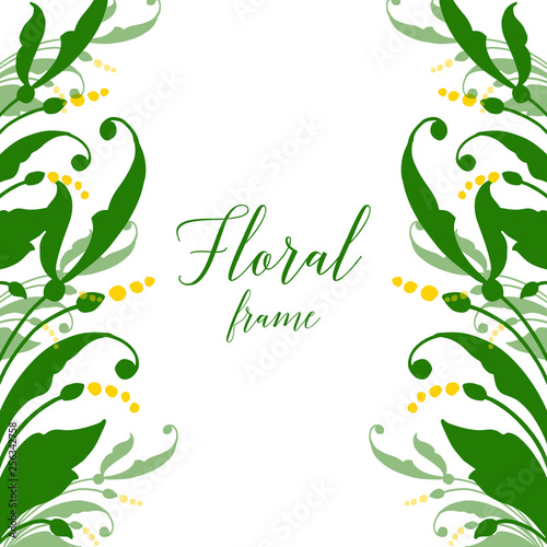 Vector illustration design artwork foliage floral frame with card template