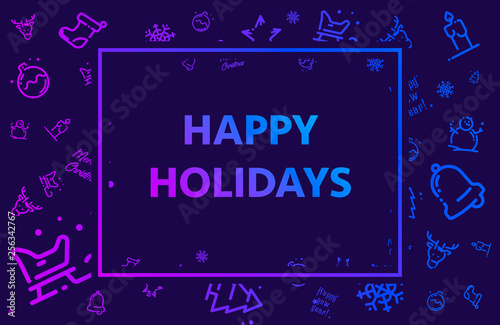 Illustration and icons for the celebration of Christmas and New Year