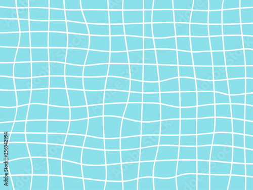 Abstract background of light white and blue wavy lines with curved grid. Design element for web banners, posters, cards, wallpapers and backdrop.Like water surface in the swimming pool.