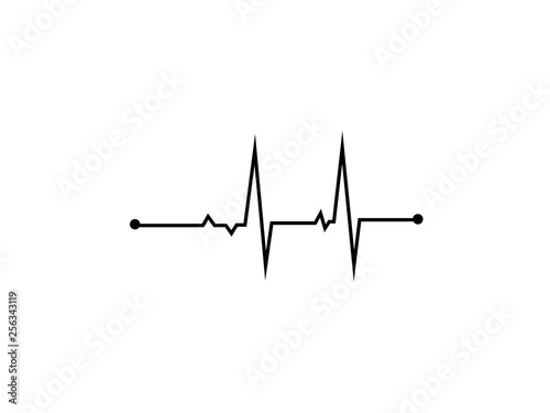  Illustration of heart rhythm or heart wave, Black electrocardiogram or cardiogram lines of heart on white background using for healthcare and medical concept.