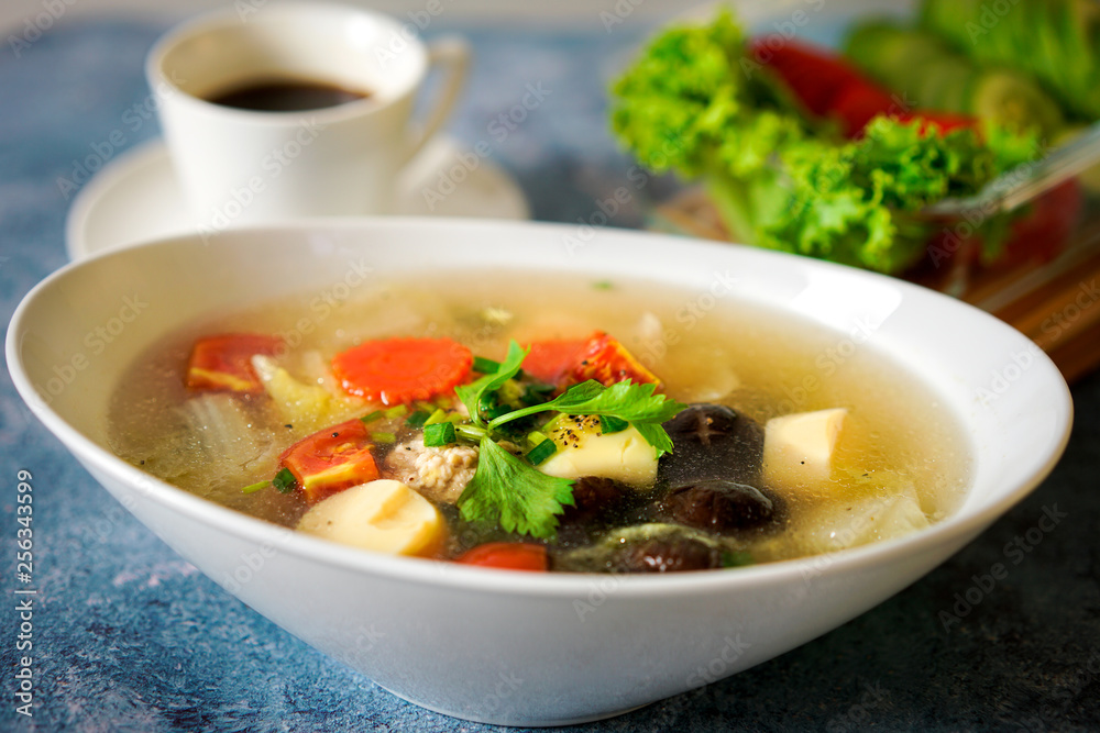 Gaeng Jued Woon Sen or Clear Soup is thai food Gaeng Jued Woon Sen or Clear Soup is thai food