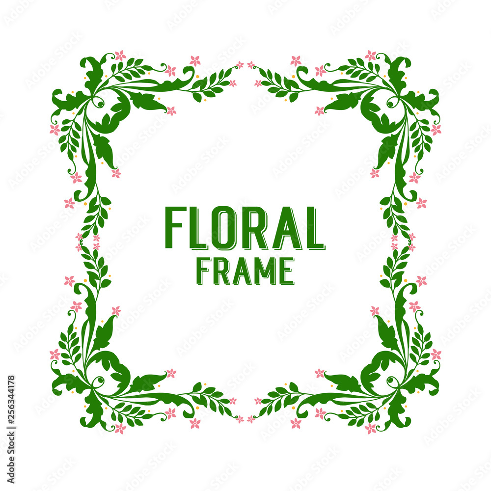 Vector illustration various texture floral frame green foliage