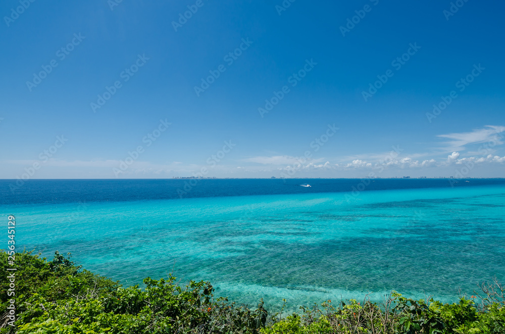 Scenic view of the caribbean sea from Isla Mujeres cliff