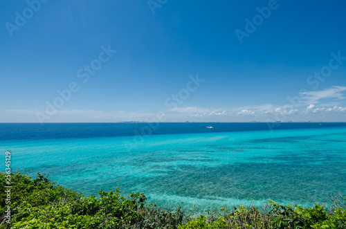Scenic view of the caribbean sea from Isla Mujeres cliff