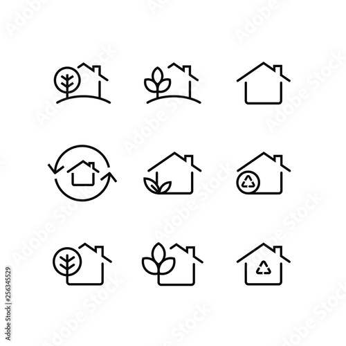 Sustainable Home Recycle Eco Icon Set