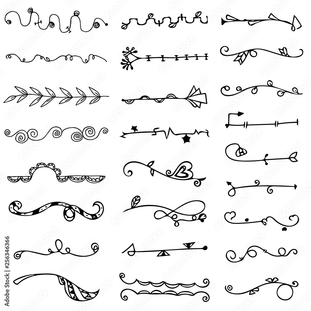 Ornamental stripes doodle of free hand drawing sketch vector