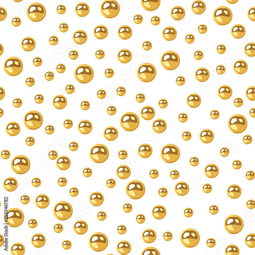 Vector realistic isolated golden beads seamless pattern for decoration and covering on the transparent background. Concept of jewelry and beauty. Gold pearls seamless