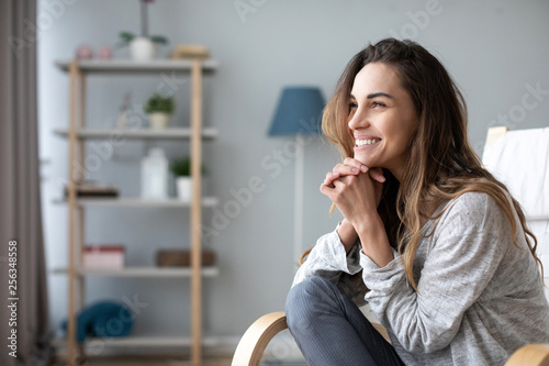 Lifestyle female portrait at home.
