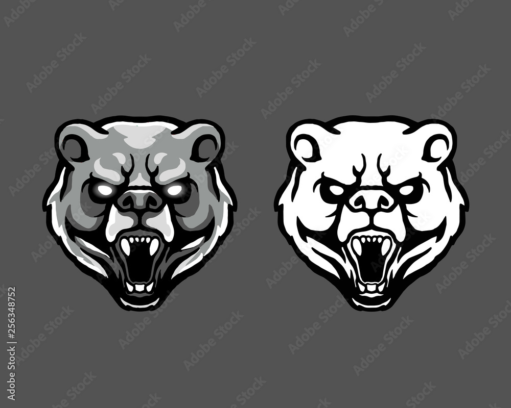 Angry Bear Head Character Logo Mascot Angry Bear Head Character Logo Mascot
