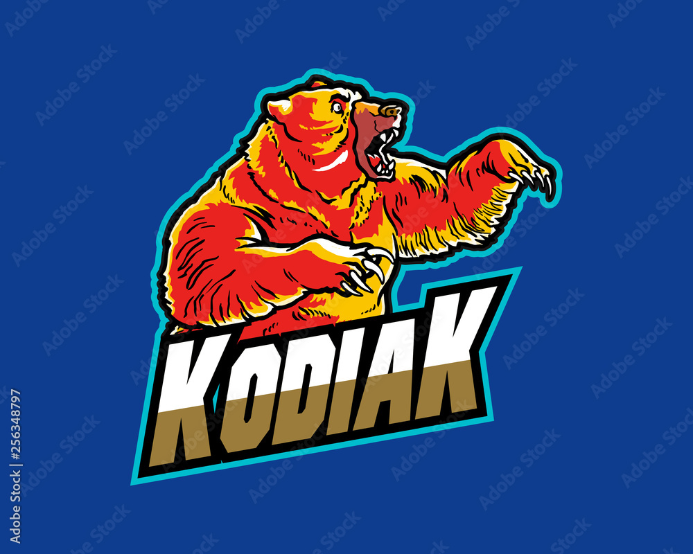 Angry Kodiak Bear Character Mascot Logo Stock Vector | Adobe Stock