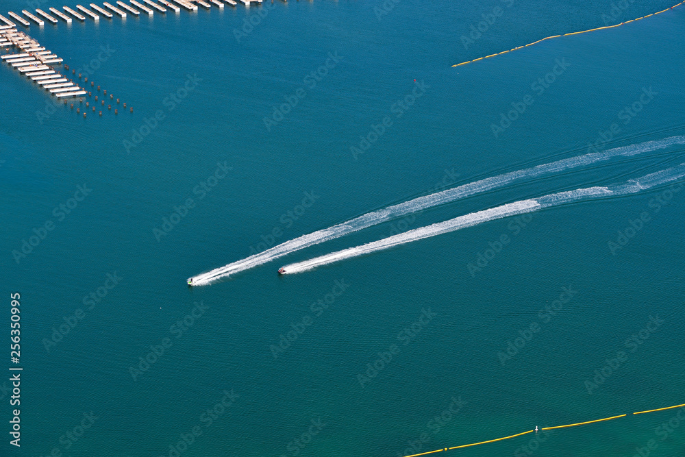 Fototapeta premium Aerial view of a beautiful sea coast in Dubai