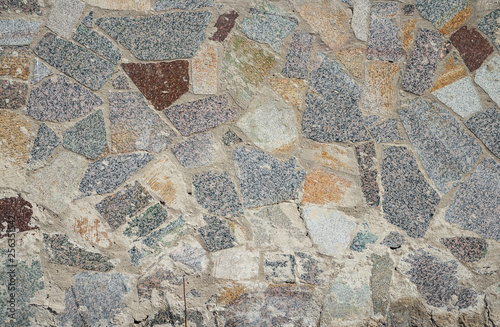 The texture of the masonry of various stones