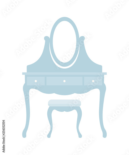 Dressing table in classical style. Bedroom furniture. Vector flat illustration