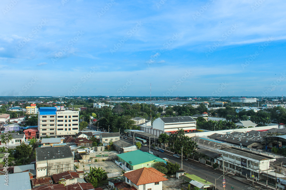 Nakhon Ratchasima , Thailand - November 18,2017 : Aerial view of Nakhon Ratchasima city , Thailand