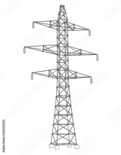 Electric pylon or electric tower concept. Vector