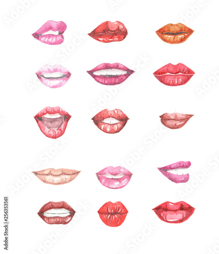 fashion illustration watercolor lips