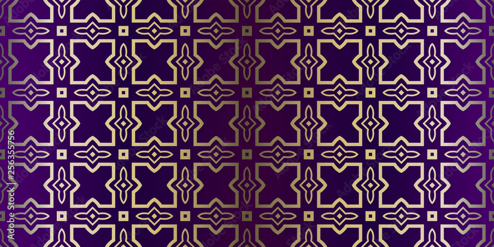 Vector Paper For Scrapbook. Stylish Fashion Geometric Design Background. Seamless. Purple gold color