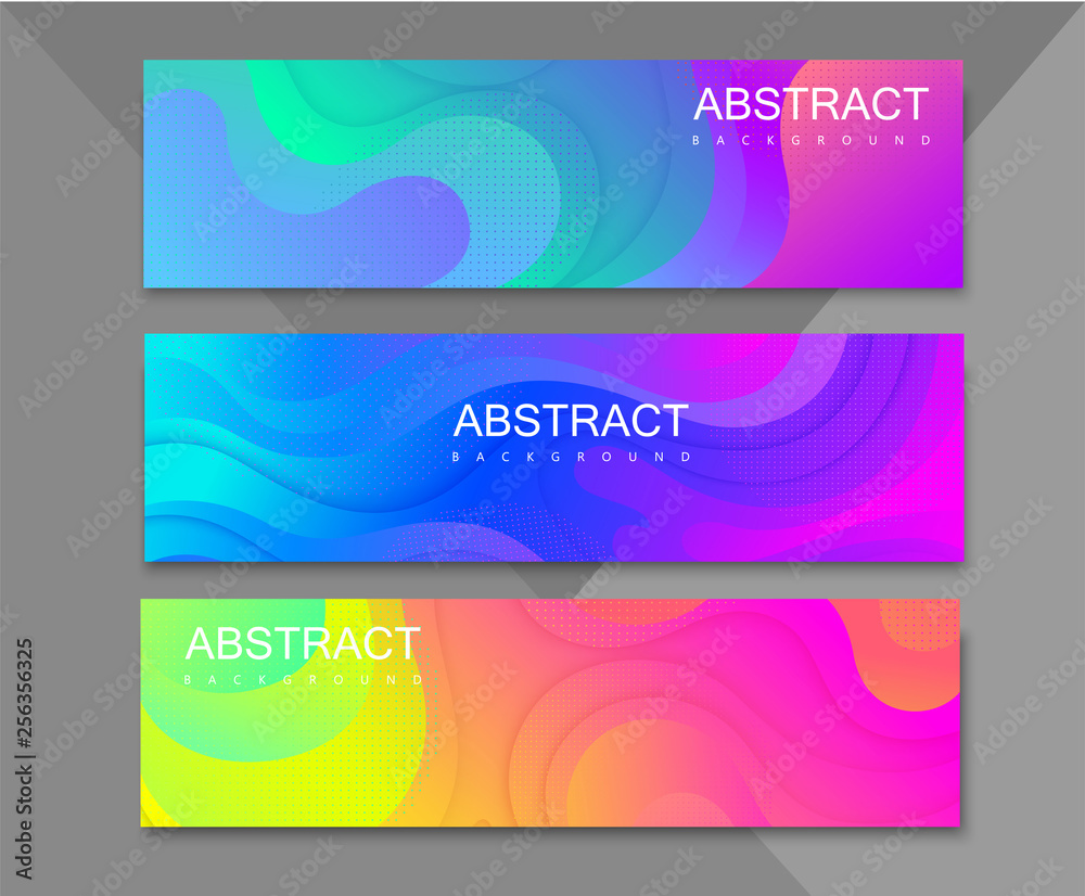 Fototapeta premium Set of abstract colorful banners with geometric pattern.