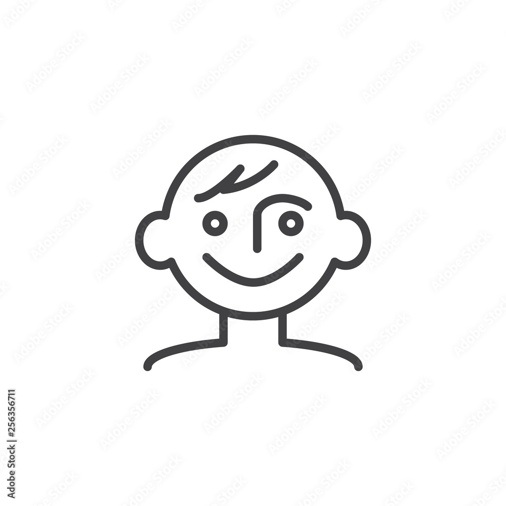 Cute baby boy line icon. linear style sign for mobile concept and web design. Happy smiling child outline vector icon. Symbol, logo illustration. Pixel perfect vector graphics Cute baby boy line icon. linear style sign for mobile concept and web design. Happy smiling child outline vector icon. Symbol, logo illustration. Pixel perfect vector graphics