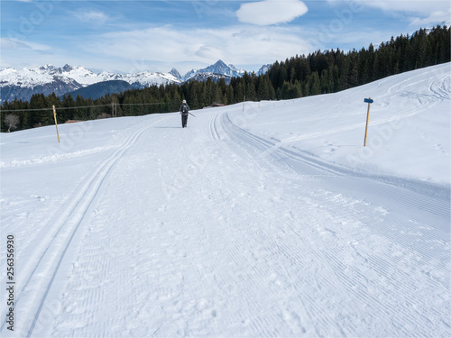 piste de ski de fond à Saint Gervais dans les Alpes françaises