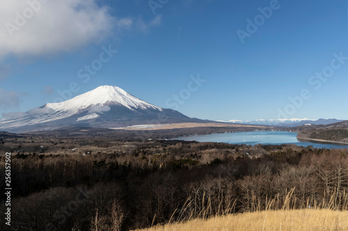 Mt. Fuji and Yamanaka lake seen from Panoramadai view point