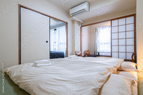 Japanese style mattress in a small bedroom