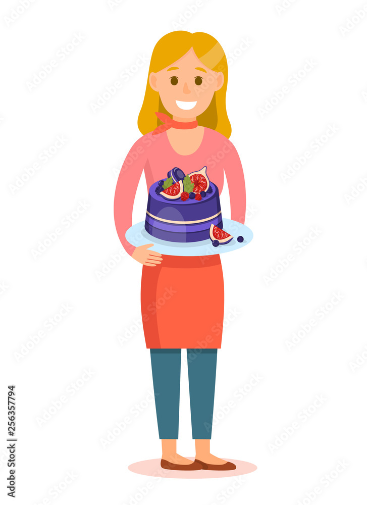 Confectioner Holding Tasty Cake Cartoon Character Confectioner Holding Tasty Cake Cartoon Character