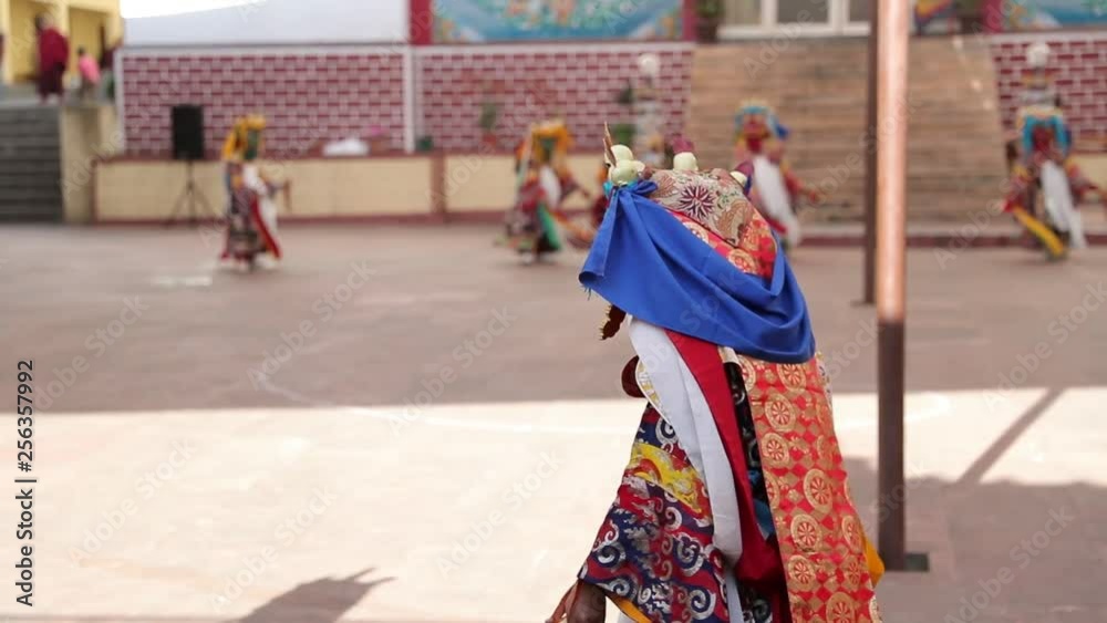 Ceremony dance in the temple at Tibetian colony in Indian Himachal Pradesh filmed in slow motion. Ceremony dance in the temple at Tibetian colony in Indian Himachal Pradesh filmed in slow motion.
