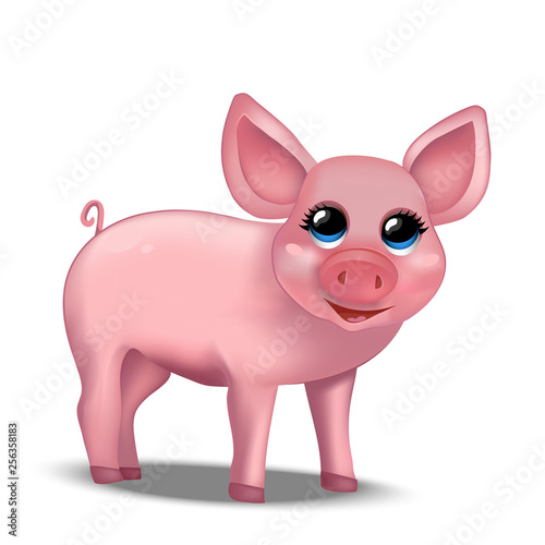 Cute realistic piggy. Pig. Vector illustration