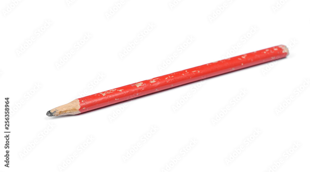 Old used red nibbled pencil Old used red nibbled pencil