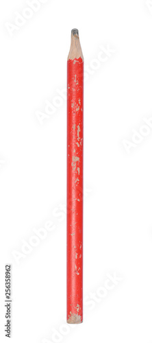 Old used red nibbled pencil photo