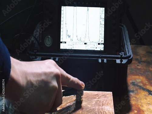 02.17.2019 Russia, Krasnoyarsk. ultrasonic metal defectoscopy Check the quality of welding bimetallic billet