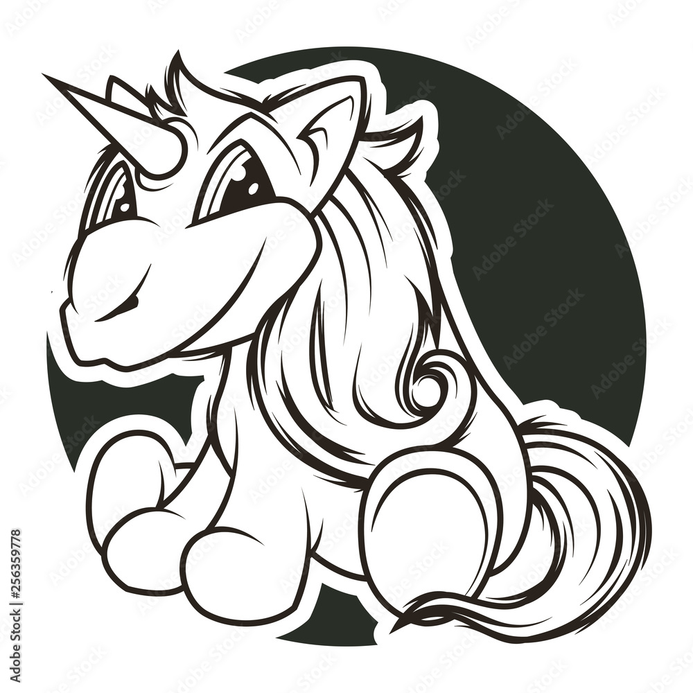 funny unicorn black and white vector illustration funny unicorn black and white vector illustration