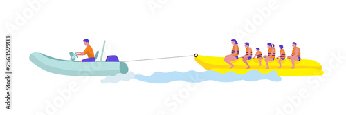 Holidaymaker on banana boat vector illustration