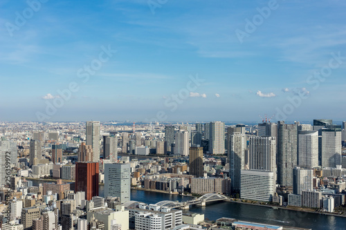 春の東京ベイエリアの風景 汐留から望む東京ベイエリア