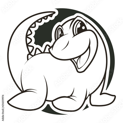 funny dinosaur black and white vector illustration