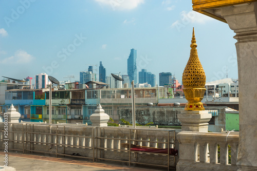 View to the buildings and streets of Bangkok city, Thailand in daylight