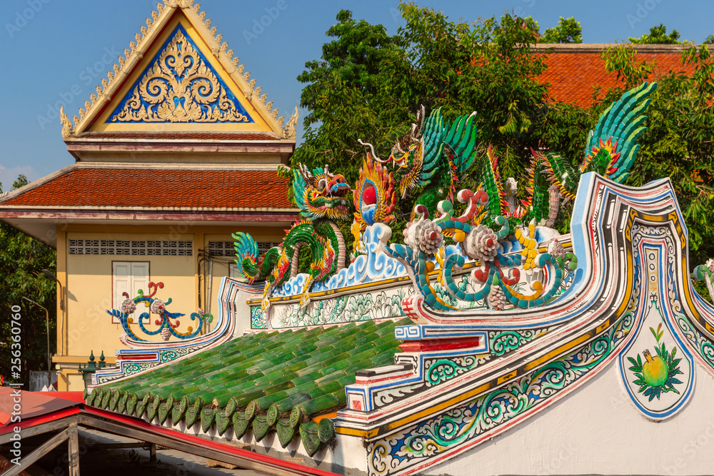 Roof of Famous temple in Bangkok, Wat Ratchaburana, Bangkok, Thailand