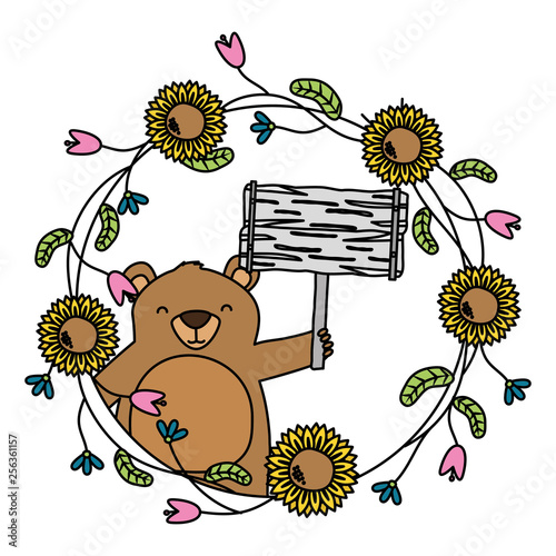 bear with placard and flowers