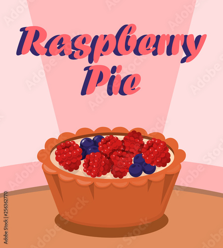 Delicious Berry Pie Cartoon Poster Flat Template