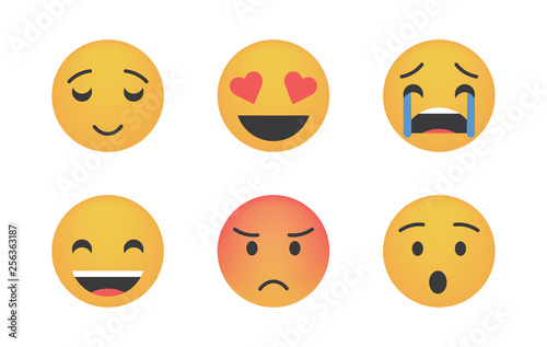  Set of emoticon vector isolated 