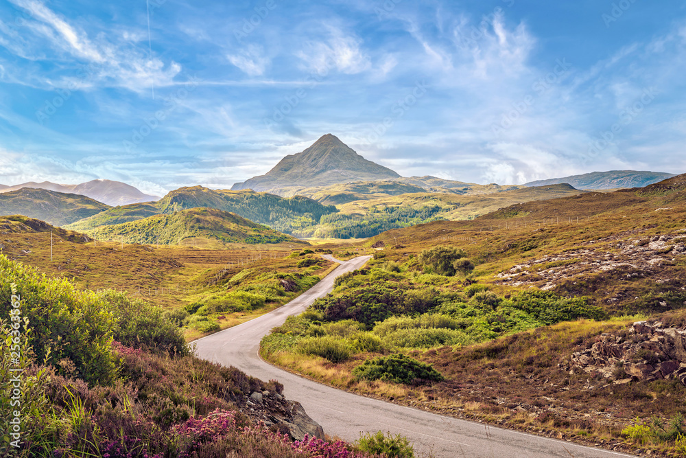 View of Ben Stack mountain peak from West, Scottish Highlands.