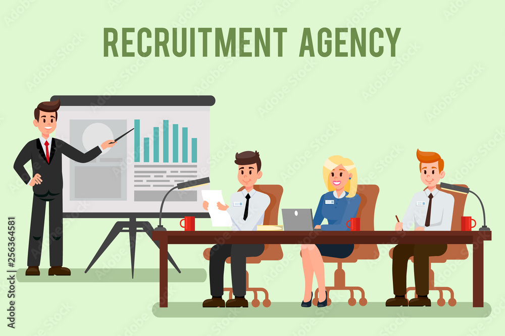 Recruitment Agency Flat Illustration with Text Recruitment Agency Flat Illustration with Text