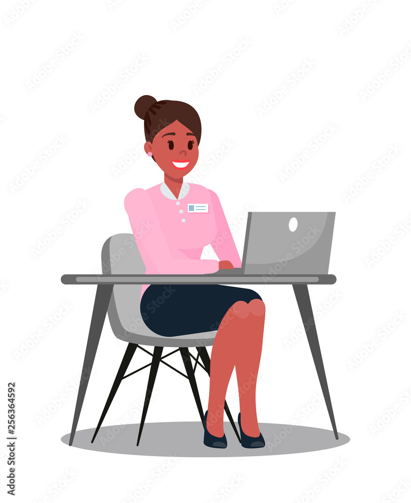 Office Manager Using Laptop Vector illustration