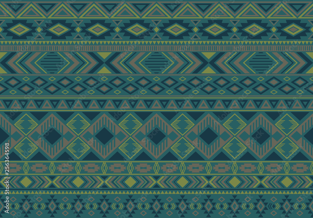 Indonesian pattern tribal ethnic motifs geometric seamless vector background. Modern indonesian tribal motifs clothing fabric textile print traditional design with triangle and rhombus shapes.