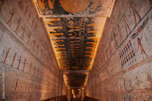 Valley of Kings, Luxor, Egypt, Pharaoh  Tomb, Hieroglyphs, Frescoes photo